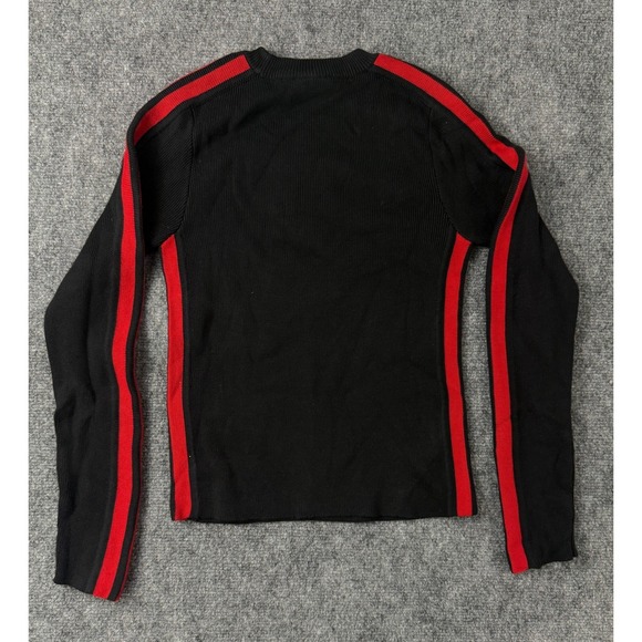 VTG Polo Jeans Ralph Lauren Womens Black Red Stripe Ribbed Knit Sweater Size S - Picture 8 of 9